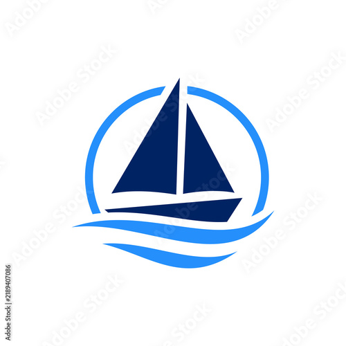 sailboat logo vector, Sailing logo, Silhouette of sailing boat logo design. sailing ship logo design. sail or ship vector icon illustration