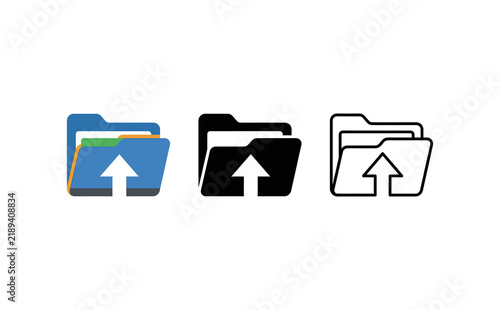 Obraz na płótnie Minimalist folder upload vector icon set showing digital file transfer concepts