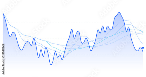 Fotografía Modern blue financial stock market line graph displaying trading volatility and business metrics isolated on transparent background