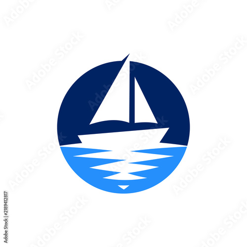 sailboat logo vector, Sailing logo, Silhouette of sailing boat logo design. sailing ship logo design. sail or ship vector icon illustration