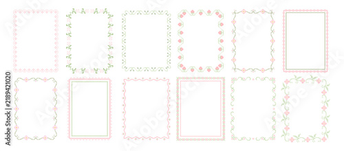 Cross stitch frame. Embroidery borders. Vintage lace stitched ornate floral frames. Trendy handmade cottagecore crafts, folk scrapbooking overlays. Vector set