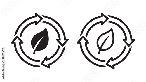 Eco leaf recycling cycle icon