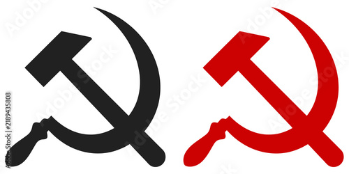 Quadro su tela Hammer and sickle icons set with red and black design for political art