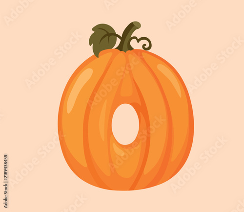 Letter O Pumpkin Alphabet Vector Illustration for Thanksgiving and Halloween Design