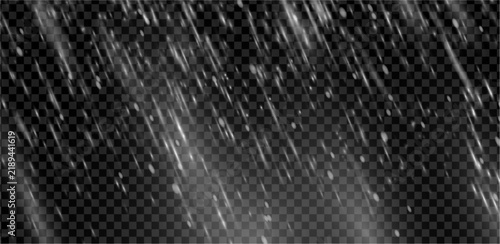 Картината върху платно Realistic falling rain and snow overlay for design projects, layered winter storm texture with transparent particles, motion and frost effects