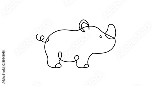 Obraz na płótnie Cute pig white background illustration.
