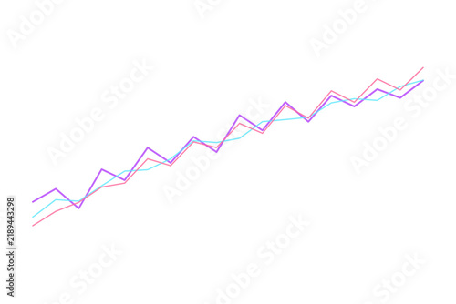 Fotografie Modern linear stock market graph showing fluctuating upward growth with zigzag lines, isolated on transparent background