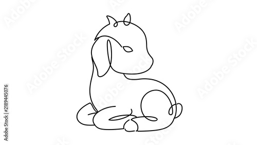 Cute dog sitting on white background.