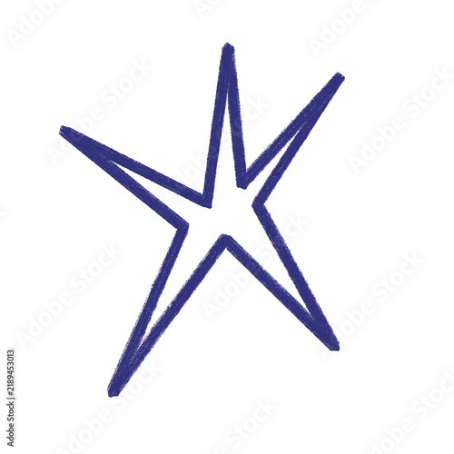 blue abstract hand drawn star outline