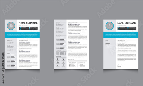 Creative Resume and Cover Letter Layouts with Gray Sidebar
