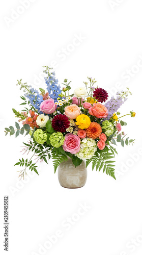 Colorful Floral Arrangement in Ceramic Vase