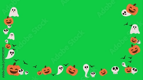 Cute Halloween Border Frame Green Screen VFX Chroma Key Spooky Overlay Effect for Festive Video Editing