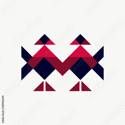 Geometric abstract bird pattern with stylized triangular shapes vector illustration for modern art and ethnic design concepts