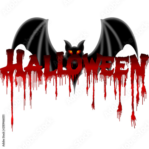 Halloween Bat Blood Dripping Typography