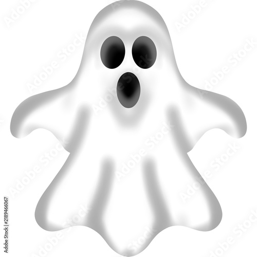 Cute Halloween Ghost Cartoon Character Illustration Isolated