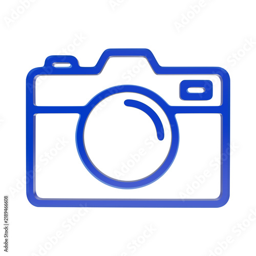 Fotografía 3D Blue Camera Outline Icon for Photography and Digital Imaging Concepts Isolate