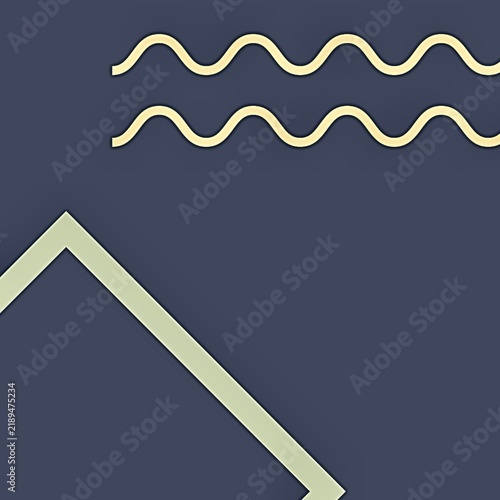 Dark Gray  Abstract Background with Cream Wavy Lines and Large Angular Geometric Outline, Elegant Minimal Decorative Design