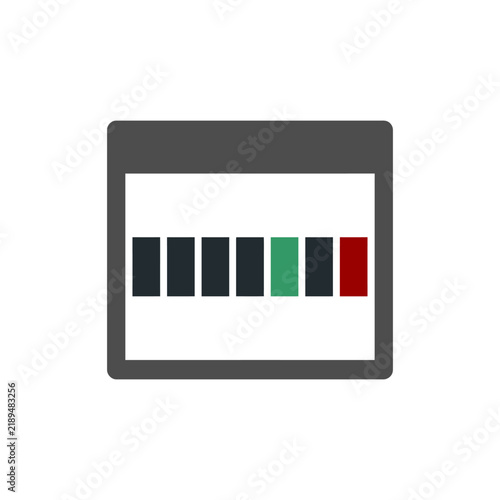 Abstract bar chart icon with distinct status indicators.