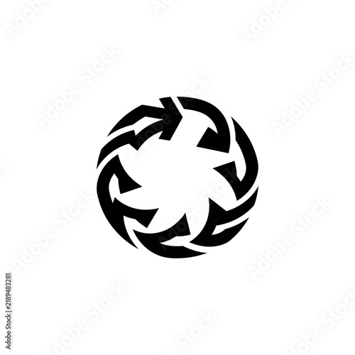 Abstract Circular Icon Design with Radial Arrow Pattern.