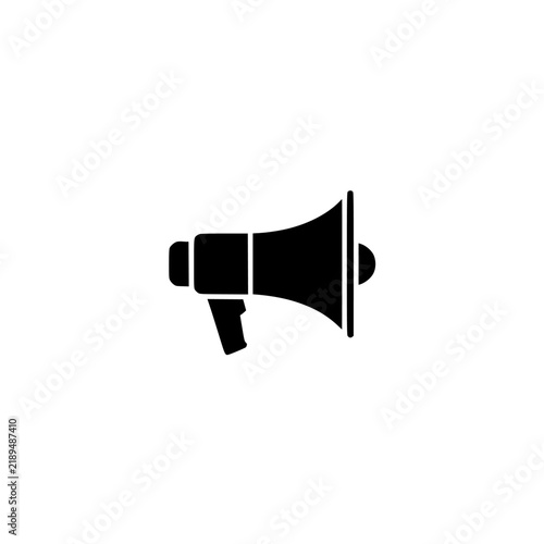 Megaphone icon. Solid black glyph of a megaphone for marketing announcement and promotion.