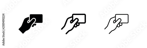 Konstfotografi Hand Holding Card Icons for Payment and Membership Access