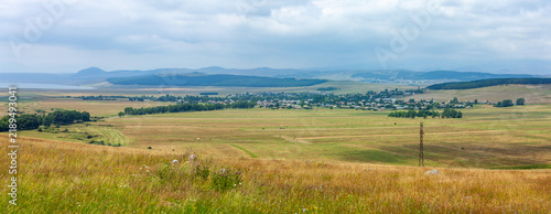 The beautiful landscape of Tsalka Lake, Beshtasheni village. Samtskhe-Javakheti