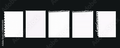 White A4 vector Set of Notebook pages or vector lined notepaper. Office document or page. Notepad sheet backdrop with dotted surface. Education or school empty memo. Note paper