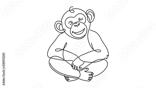 Obraz na płótnie Monkey sitting white background smiling.