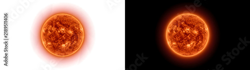 Photography Red fiery star sphere with molten lava like surface and burning glow shown in PN