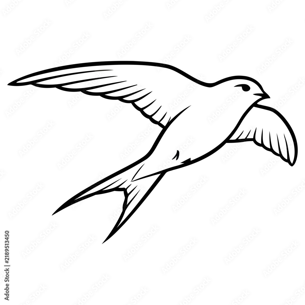 Obraz premium Line art of a swift bird in flight