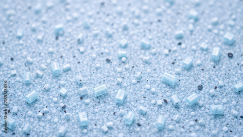Phase change wax capsules texture with flat lay and cool blue