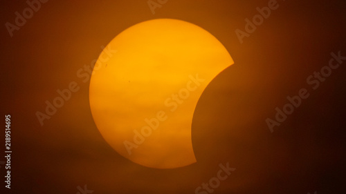 Foto Partial solar eclipse on September 12, 2026, with the Moon visibly covering a significant portion of the Sun