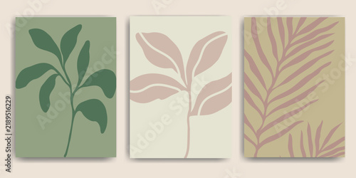 Quadro su tela Set of abstract foliage poster vector