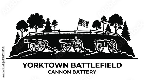 Yorktown Battlefield Historic Cannon Battery Emblem Design.