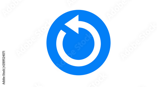 Minimalist counter clockwise arrow icon in a blue circle.