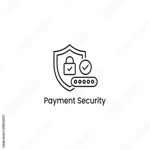 Secure Payment and Digital Protection Icon with Shield and Padlock for Online Transaction Safety