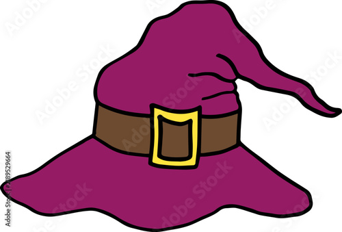 Purple Witch Hat Vector Cartoon Illustration