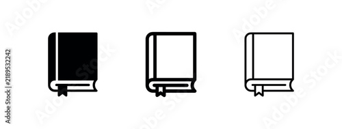 Cuadro en lienzo Hardcover book with bookmark icon set, literature reading or study symbols