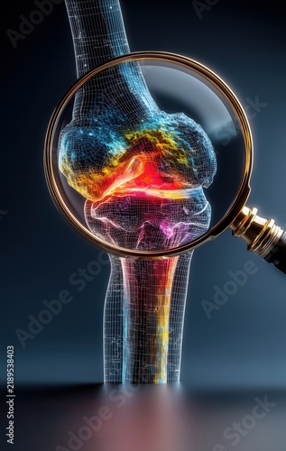 Human kneecap model, arthrophlogosis, knee pain, knee joint problems, worn out joints, knee meniscus, water in the knees, Biological and medical concepts, 3d rendering knee x-ray. High quality