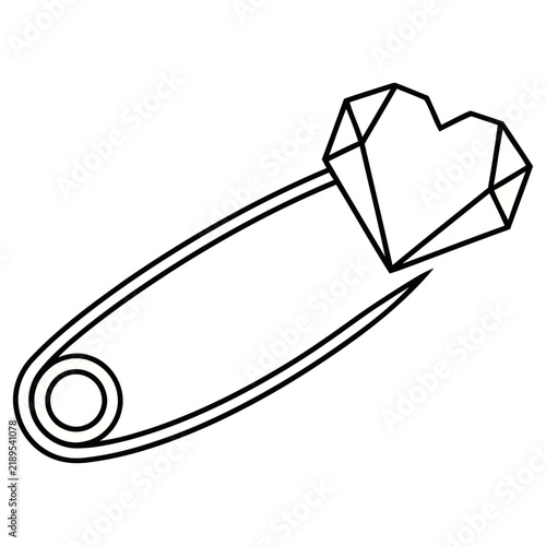 Safety Pin with Heart Gem