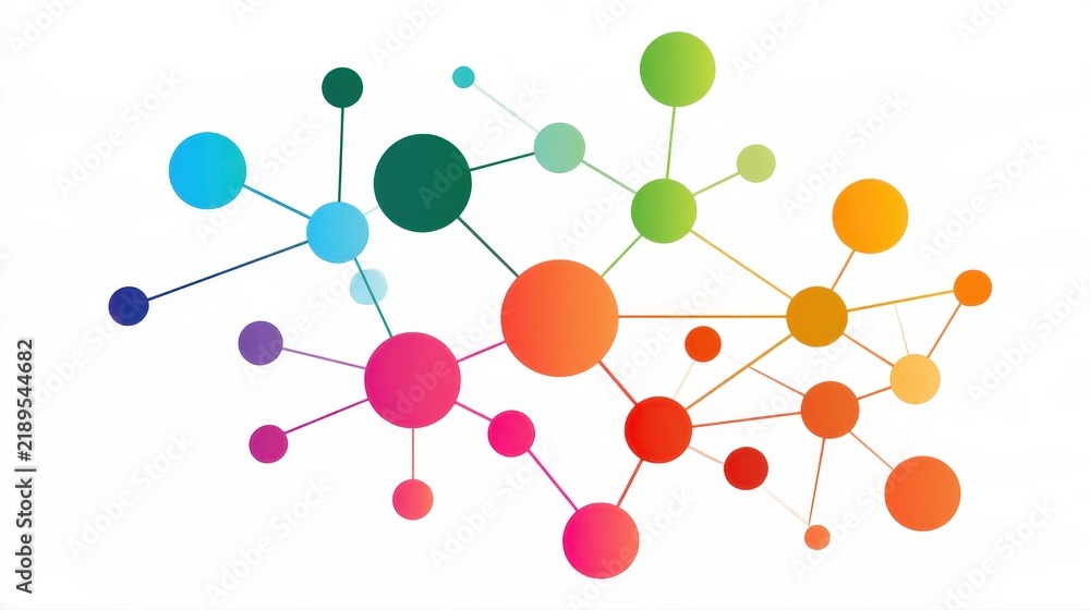 Obraz premium A creative mind map chart clipart, brainstorming process element, colorful connected nodes, flat design, isolated on white background. 