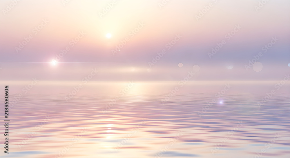 Obraz premium Serene Sunset Ocean with Golden Sun Glow