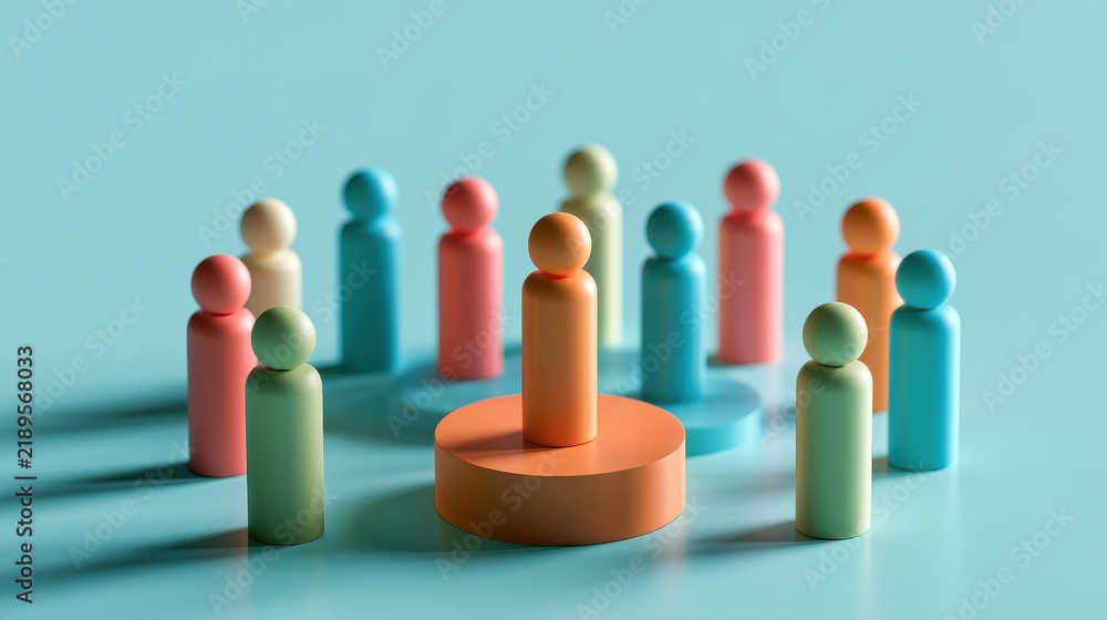Obraz premium Market segmentation colorful customer groups demographic analysis audience targeting consumer behavior business strategy data visualization flat design front view marketing analytics theme 3D render.
