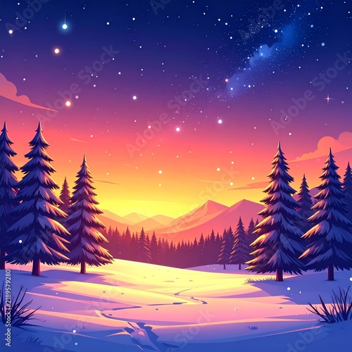 winter landscape with snow and trees