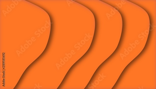 Multiple orange curved layers create a warm dimensional abstract background with subtle shadows