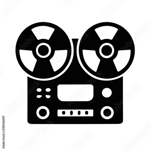 icon silhouette reel-to-reel tape recorder vector illustration