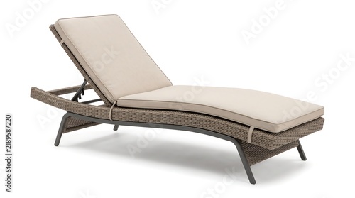 Modern woven outdoor chaise lounge chair with beige cushion outdoor furniture patio chair
