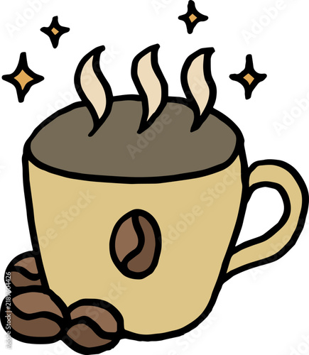 Cute Hot Coffee Cup Vector Cartoon Illustration 
