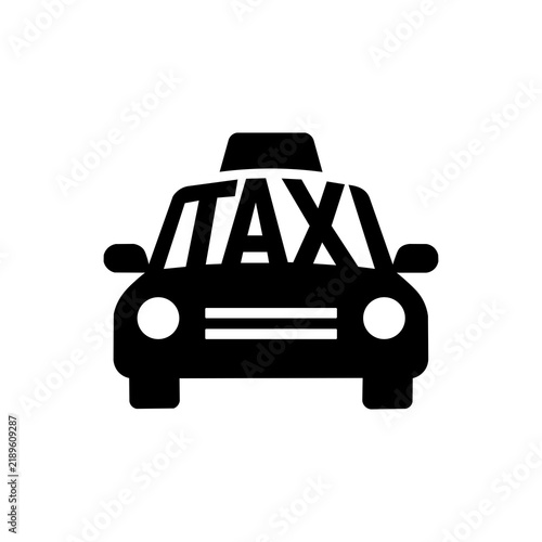 Fotografie Taxi cab car front view silhouette with typography windshield