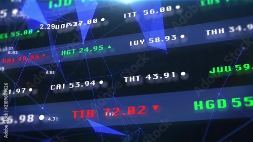 Financial Market Trend Graph and Stock Data Analytics Trading Screen. Abstract Futuristic Crypto Currency Commerce Texture Animation for Economic Analysis, Trading Indicators, and Investment Reports.